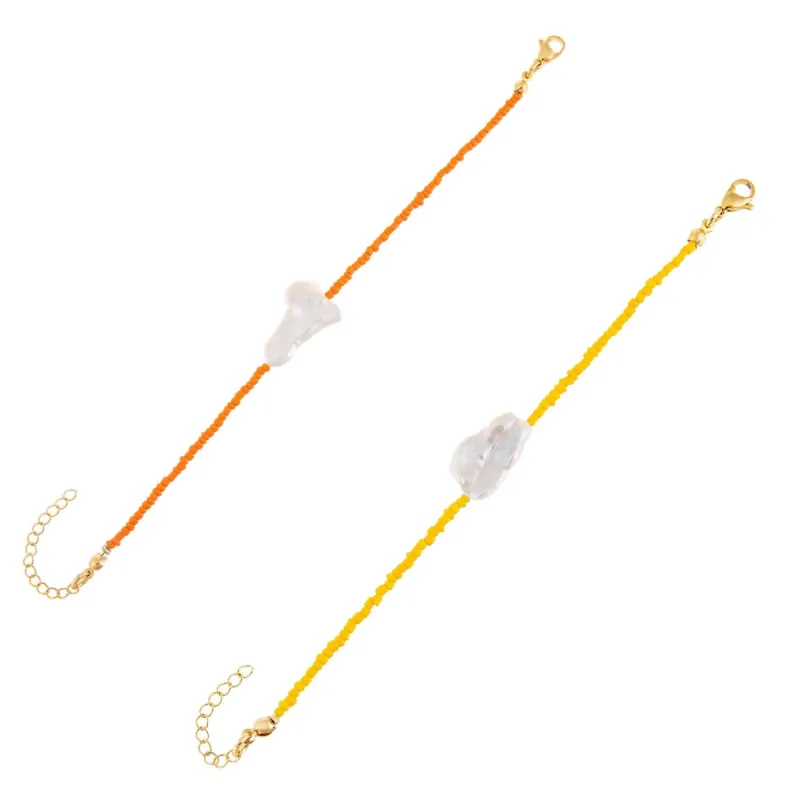 2 Piece Baroque Bead Anklet Combo Set sold by Adina Eden's