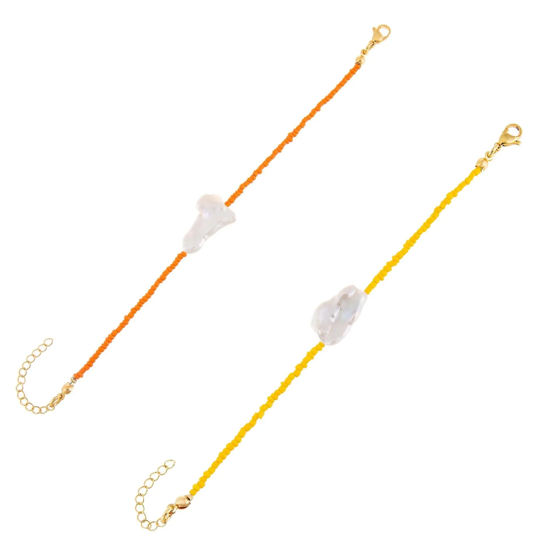 2 Piece Baroque Bead Anklet Combo Set sold by Adina Eden's