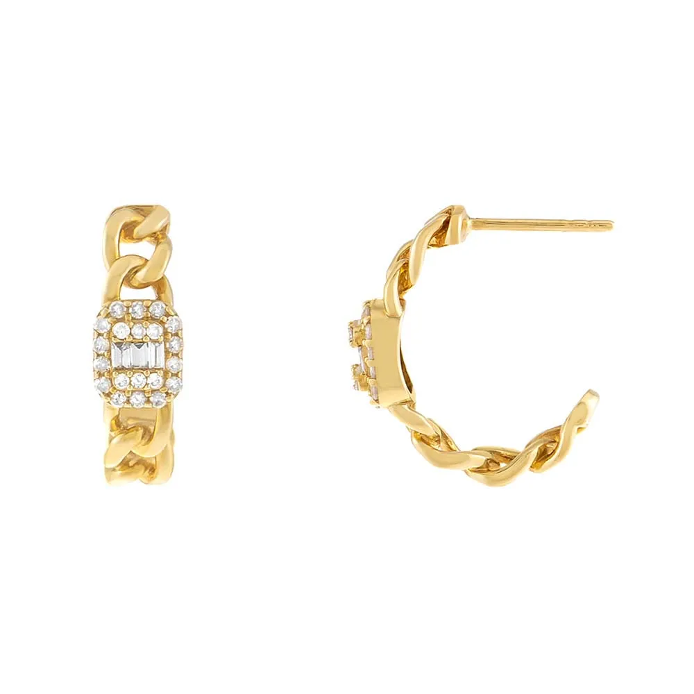 Diamond Illusion Curb Chain Hoop Earring 14K sold by Adina Eden's