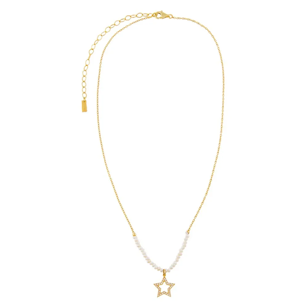 Star X Pearl Chain Necklace sold by Adina Eden's product image thumbnail 3