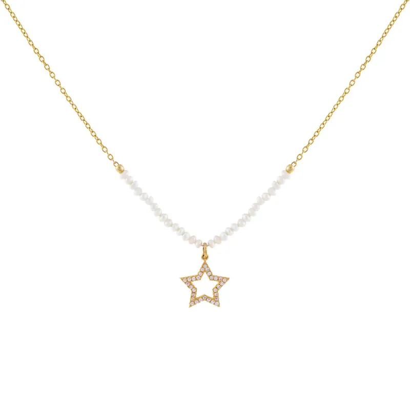 Star X Pearl Chain Necklace sold by Adina Eden's