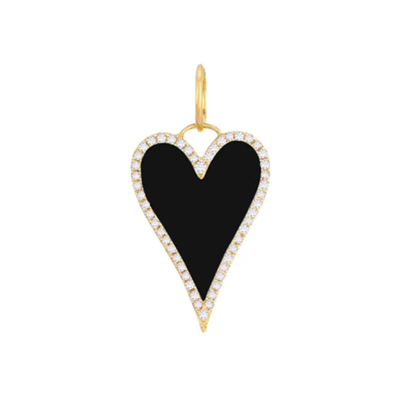 Diamond Enamel Heart Charm 14K sold by Adina Eden's