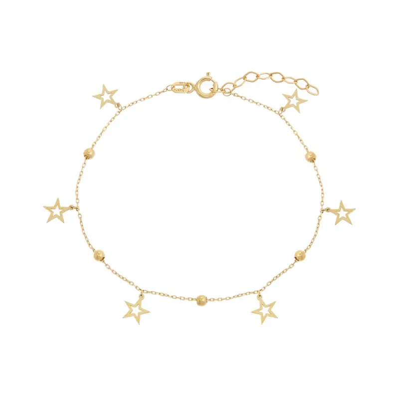 Dangling Open Stars Charm Bracelet 14K sold by Adina Eden's