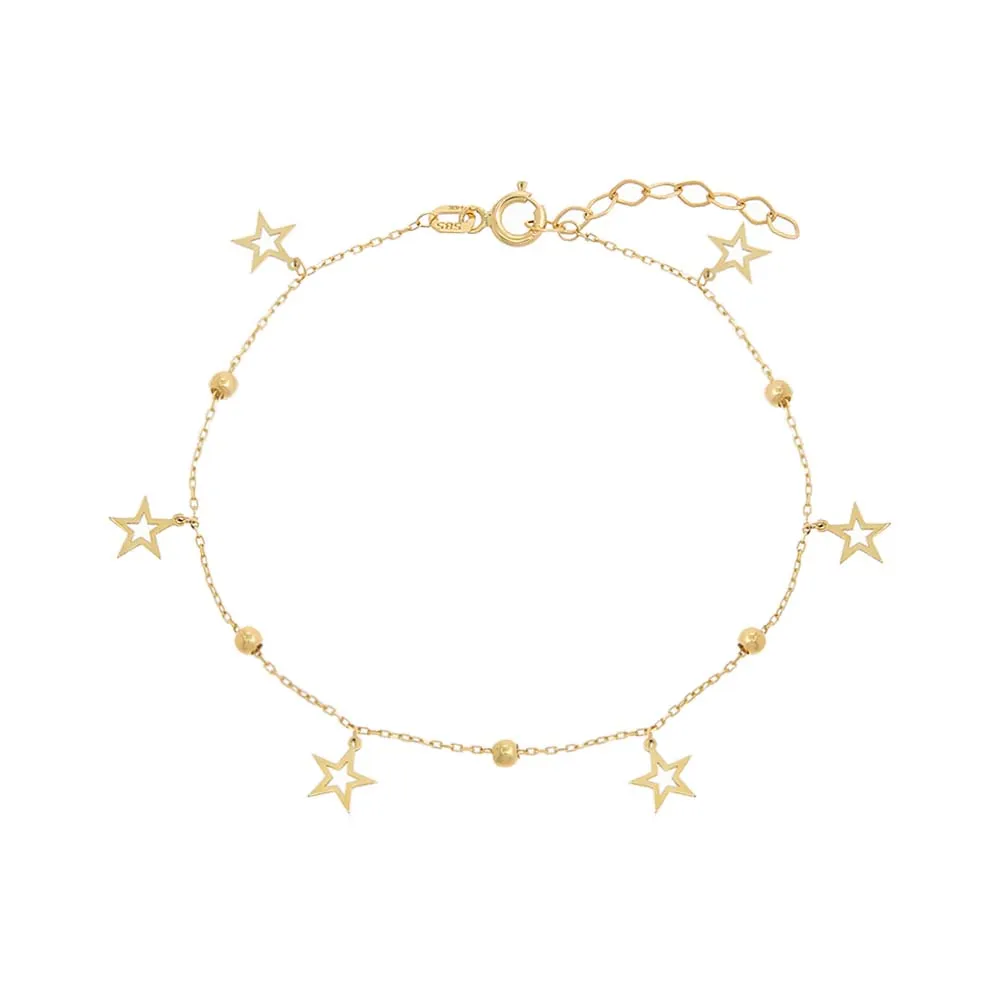 Dangling Open Stars Charm Bracelet 14K sold by Adina Eden's