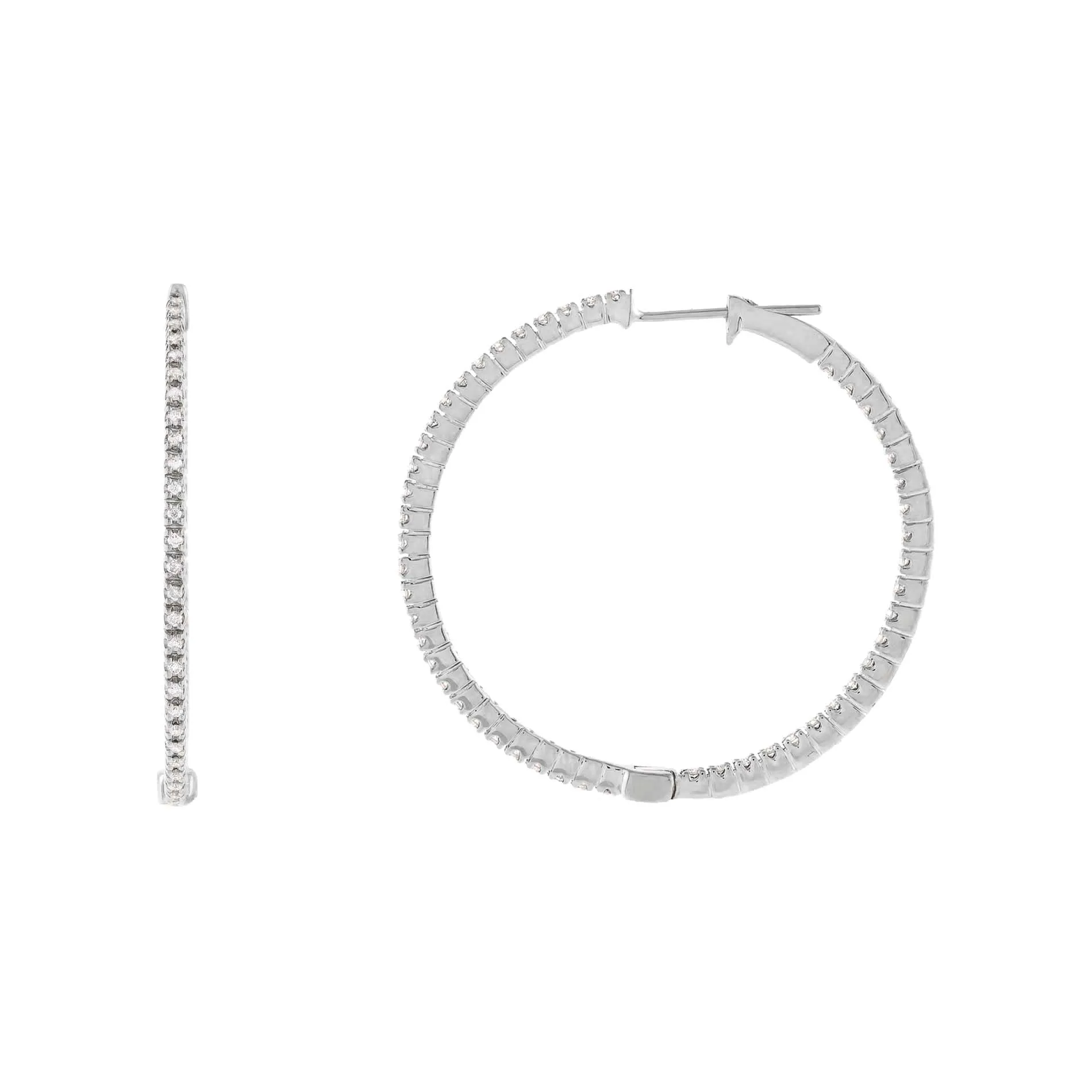 Diamond Thin Hoop Earring 14K sold by Adina Eden's