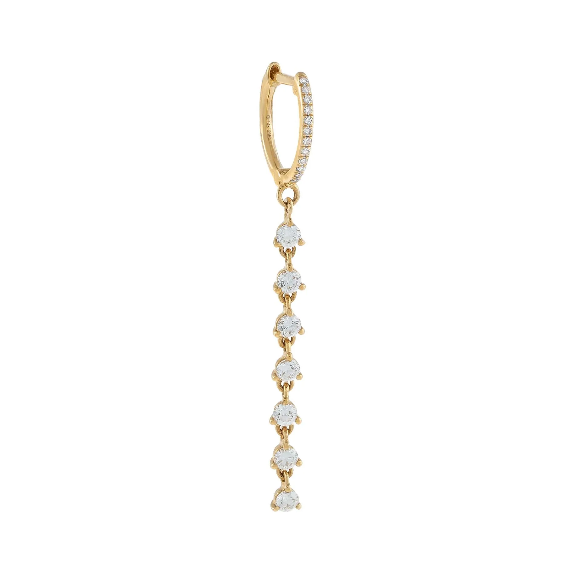 Diamond Multi Stone Drop Huggie Earring 14K sold by Adina Eden's