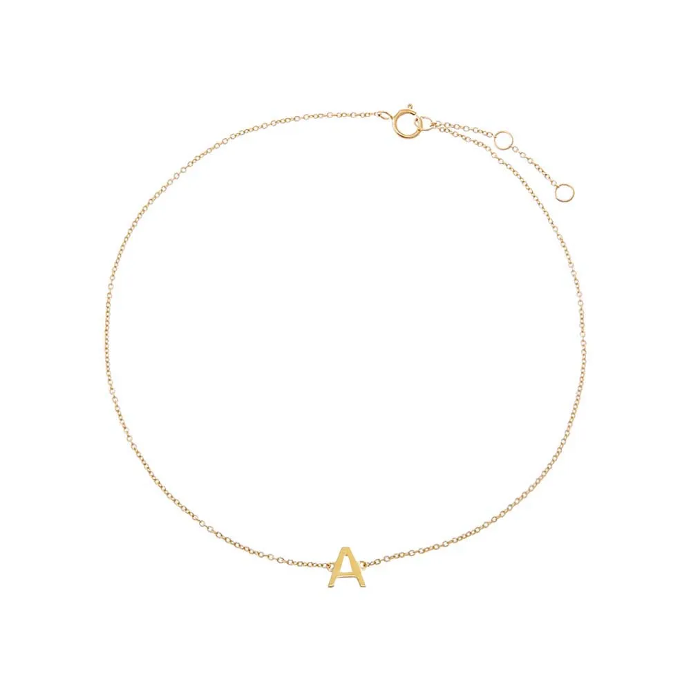 Solid Initial Pendant Anklet 14K sold by Adina Eden's
