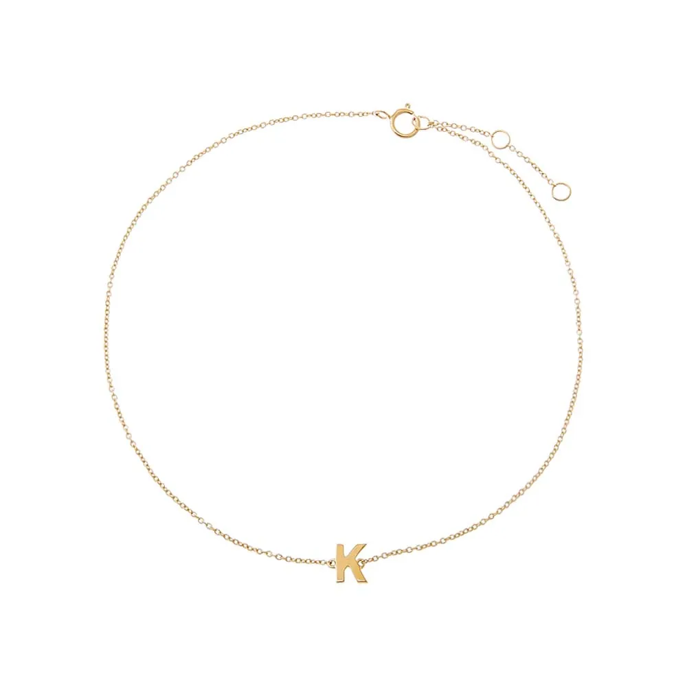 Solid Initial Pendant Anklet 14K sold by Adina Eden's product image thumbnail 2