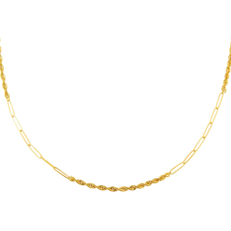 Rope x Paperclip Chain Necklace 14K sold by Adina Eden's