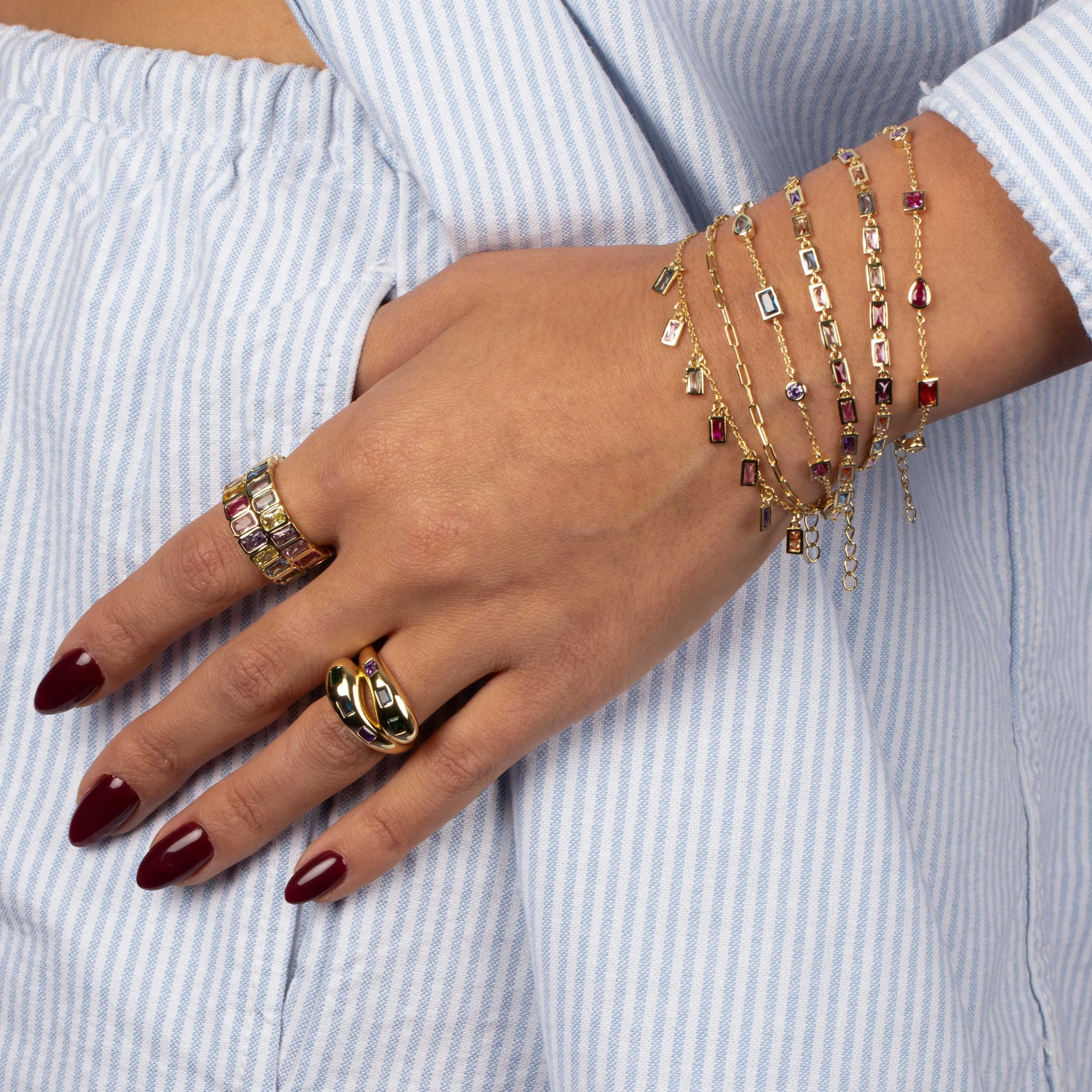 Pastel Colored Baguette Bracelet sold by Adina Eden's product image thumbnail 2