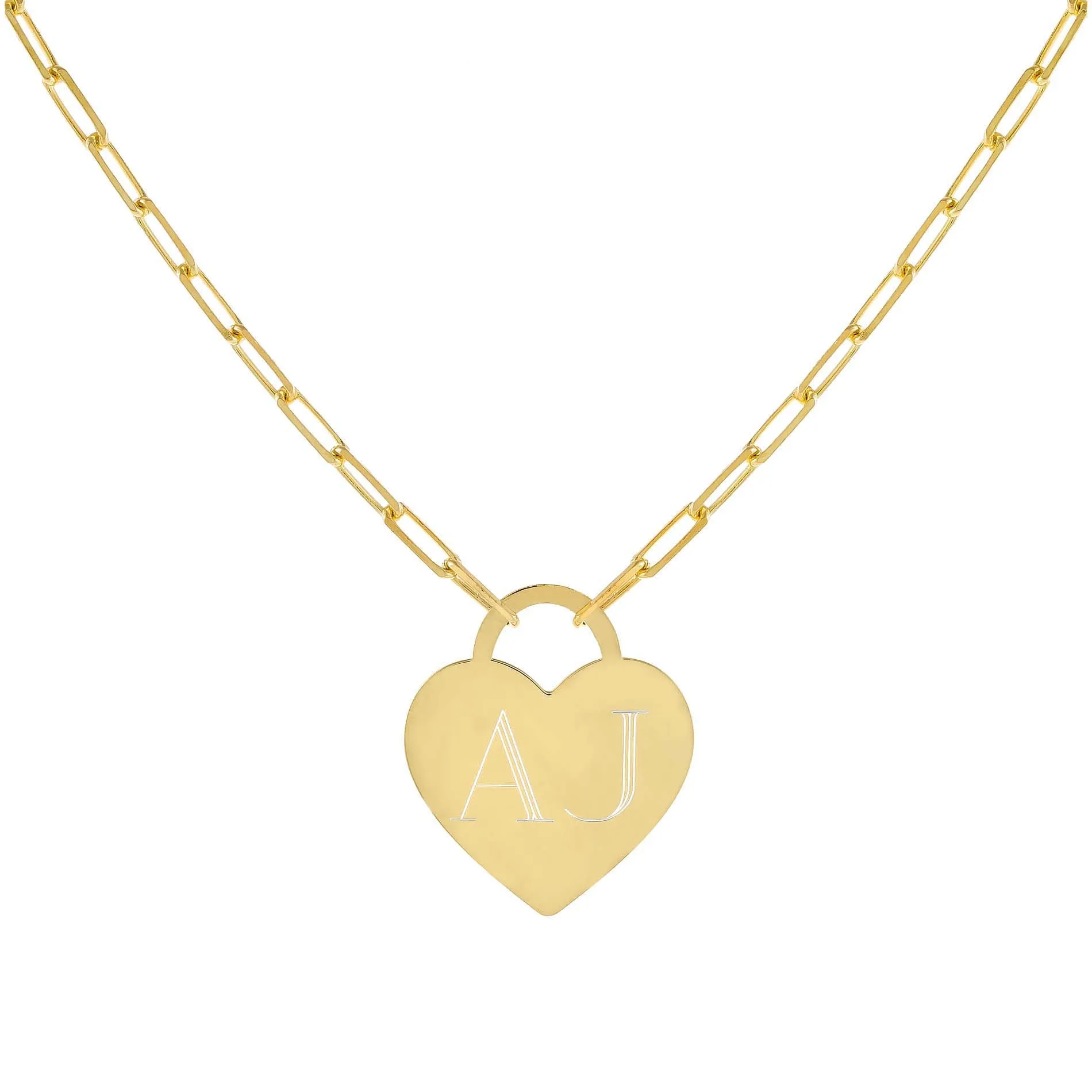 Engravable Heart Link Necklace sold by Adina Eden's