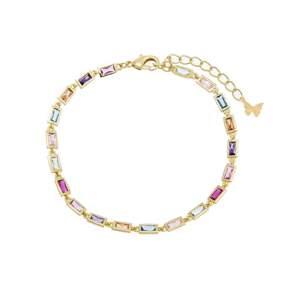 Pastel Colored Baguette Bracelet sold by Adina Eden's