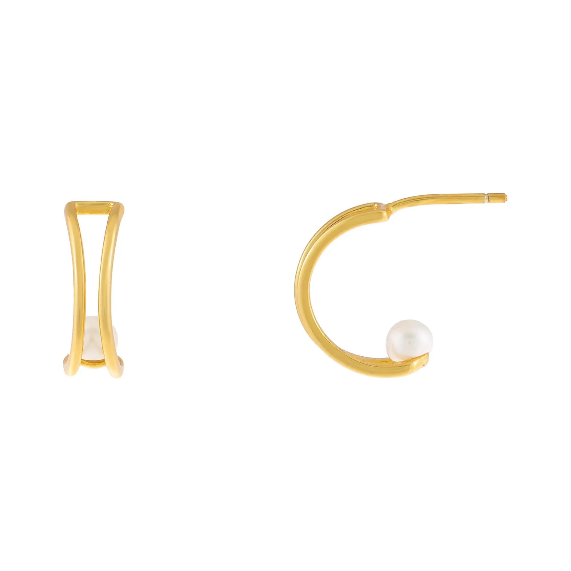 Pearl Double Row Hoop Earring sold by Adina Eden's