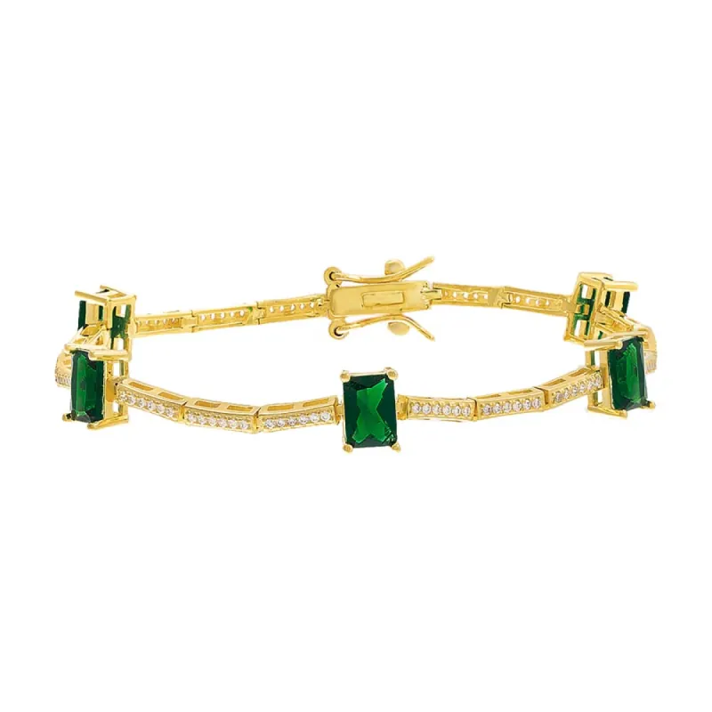 Colored Pave X Emerald Tennis Bracelet sold by Adina Eden's