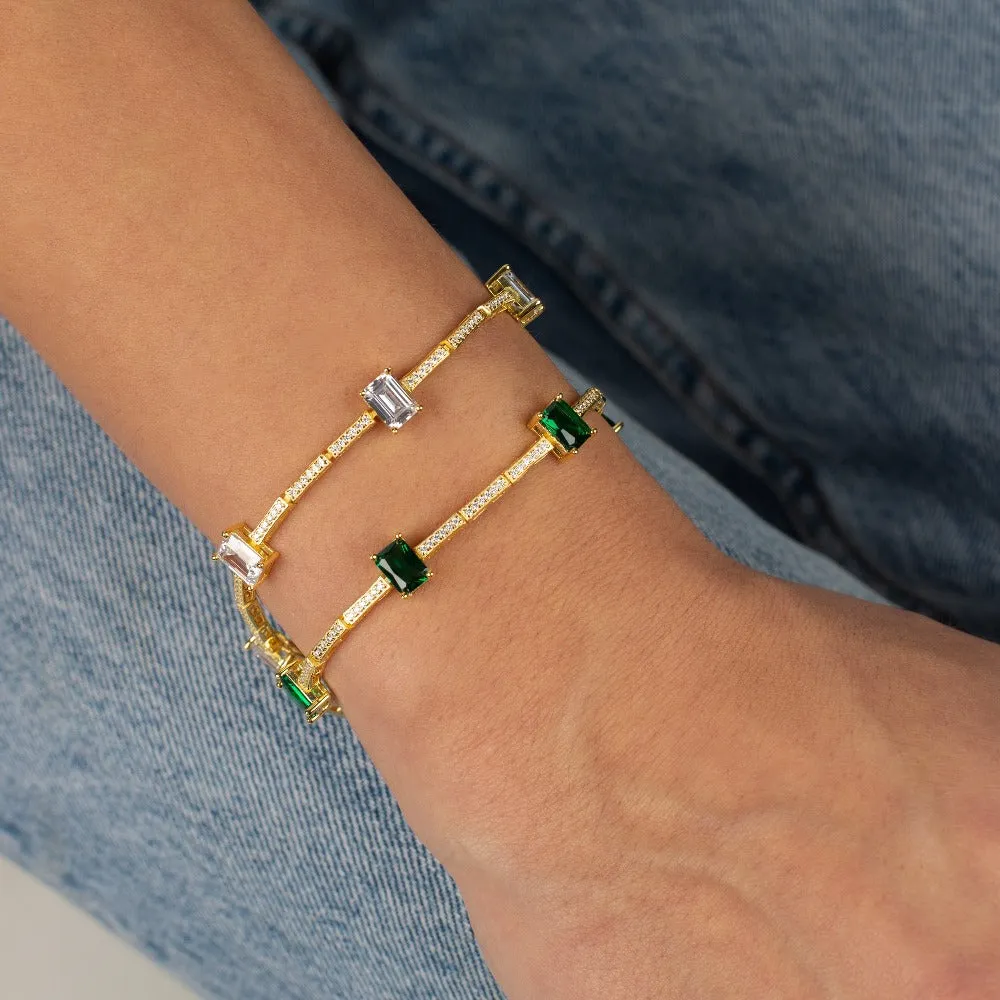 Colored Pave X Emerald Tennis Bracelet sold by Adina Eden's product image thumbnail 2