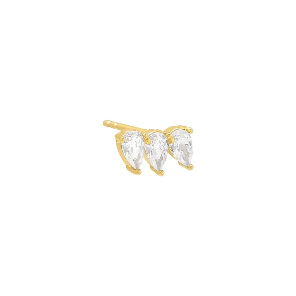 Triple Teardrop Curved Bar Stud Earring sold by Adina Eden's product image thumbnail 3