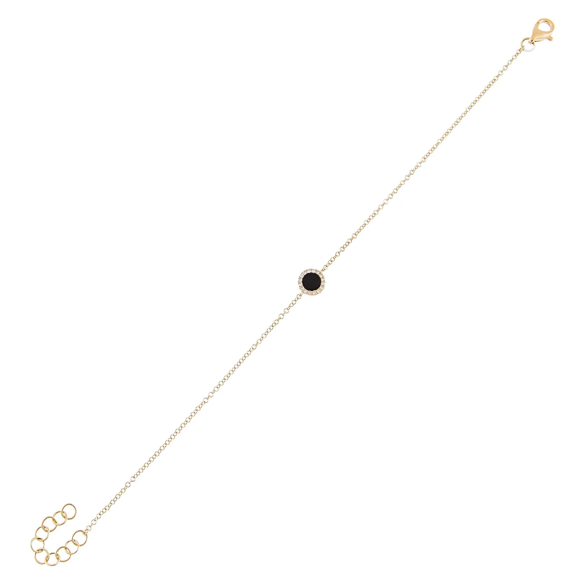 Diamond X Onyx Disc Bracelet 14K sold by Adina Eden's