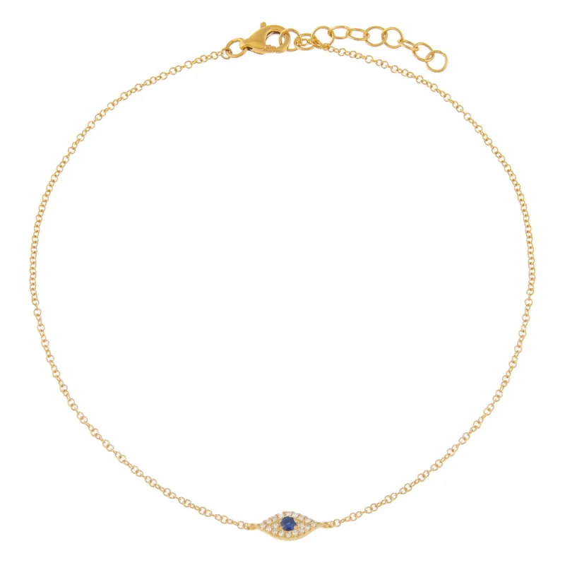 Diamond Evil Eye Anklet 14K sold by Adina Eden's