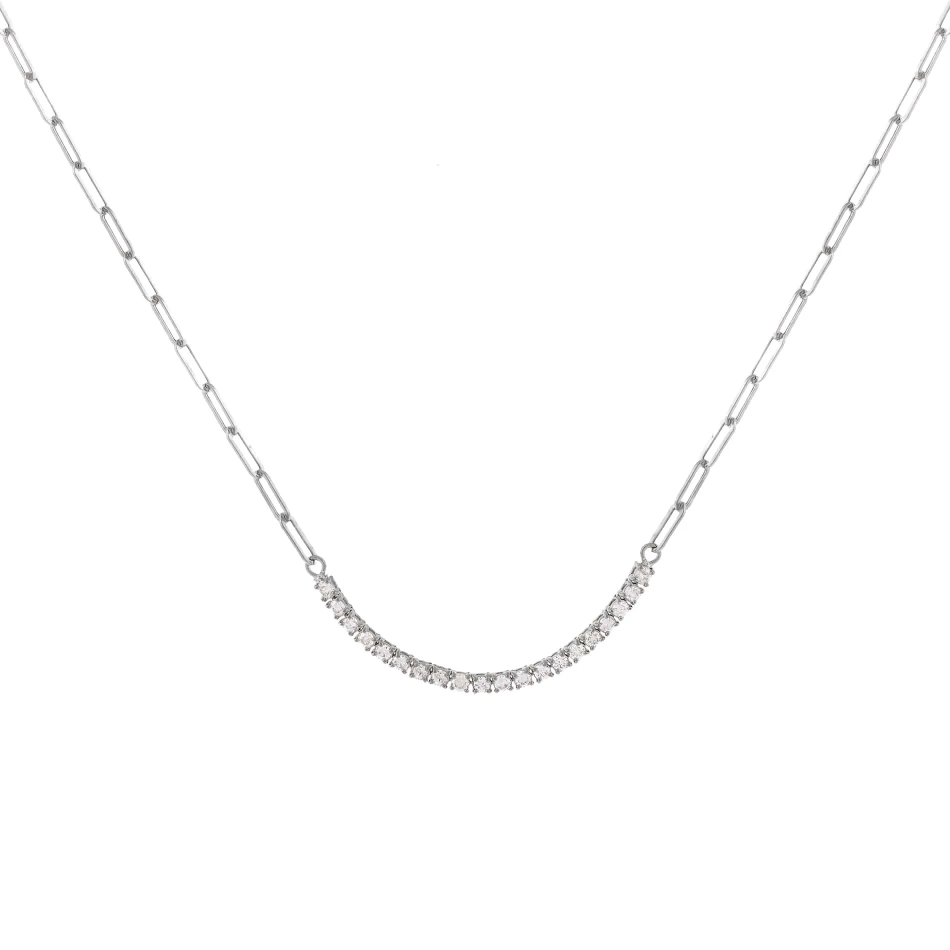 Diamond Curved Bar Link Necklace 14K sold by Adina Eden's product image thumbnail 4