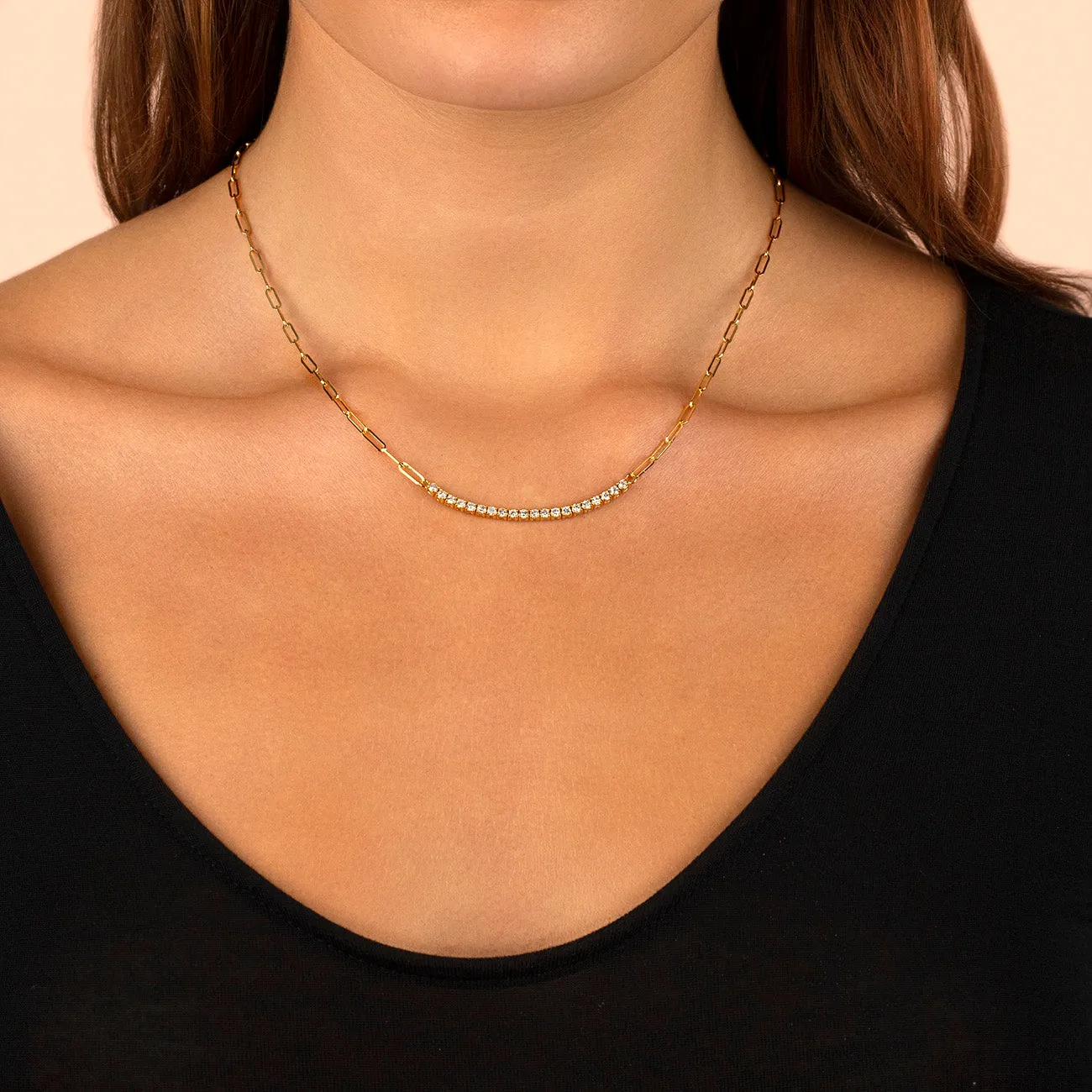 Diamond Curved Bar Link Necklace 14K sold by Adina Eden's product image thumbnail 2