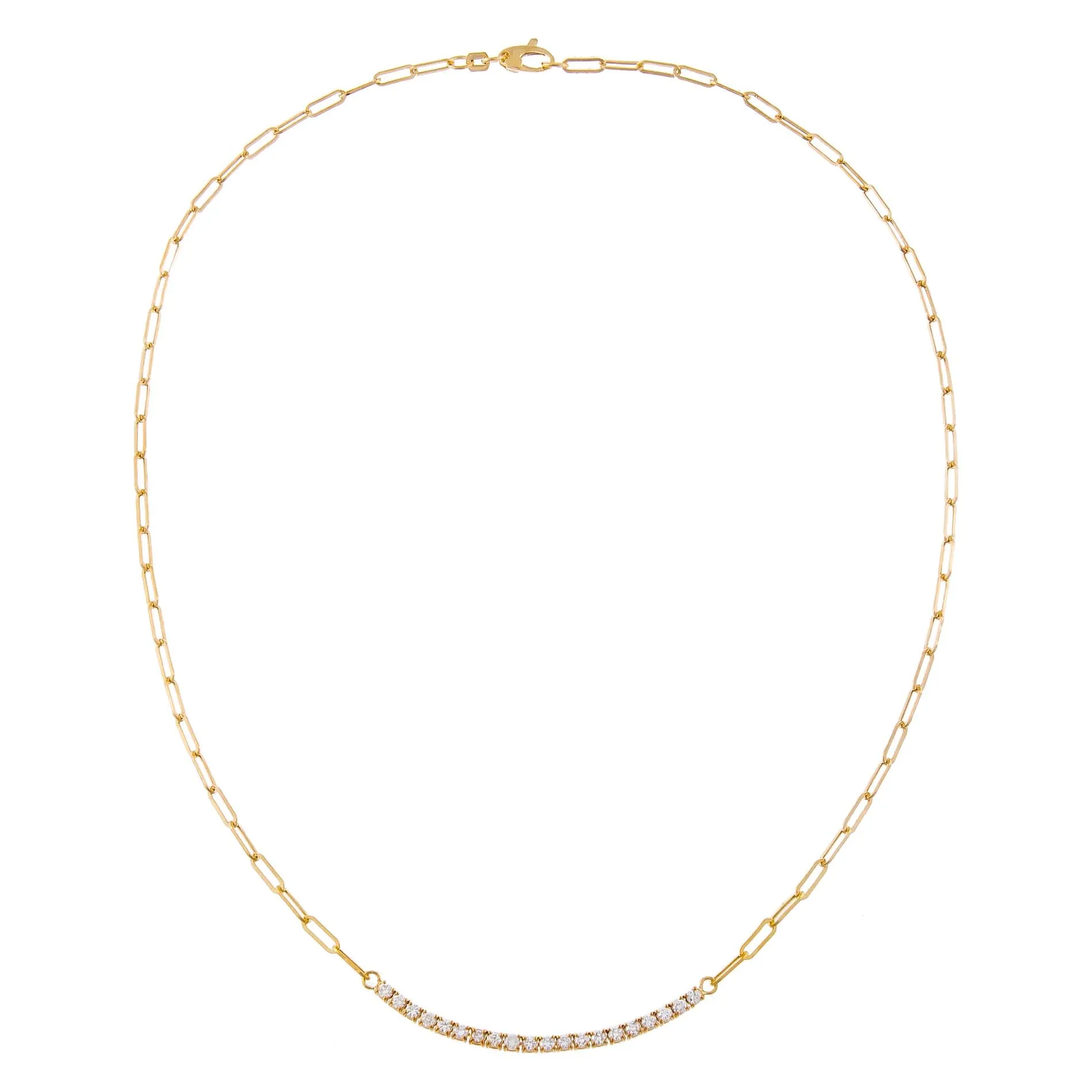 Diamond Curved Bar Link Necklace 14K sold by Adina Eden's product image thumbnail 3