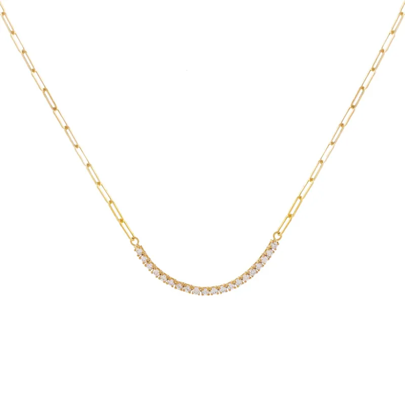 Diamond Curved Bar Link Necklace 14K sold by Adina Eden's