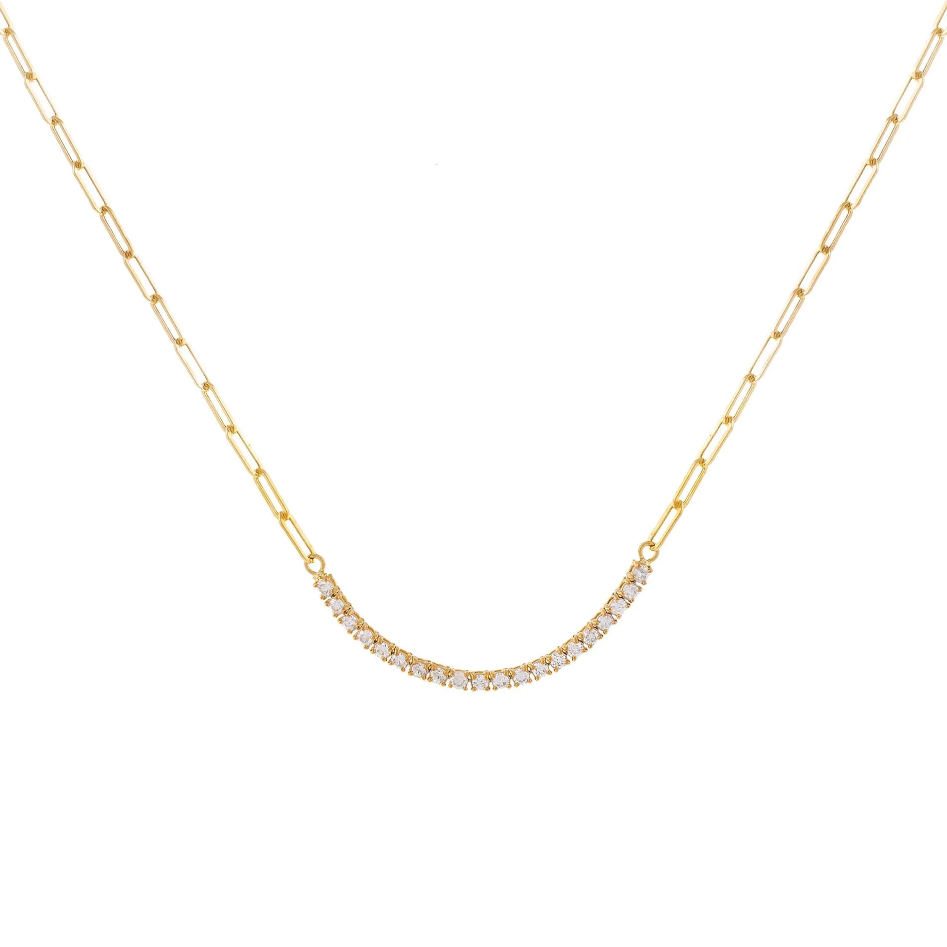 Diamond Curved Bar Link Necklace 14K sold by Adina Eden's