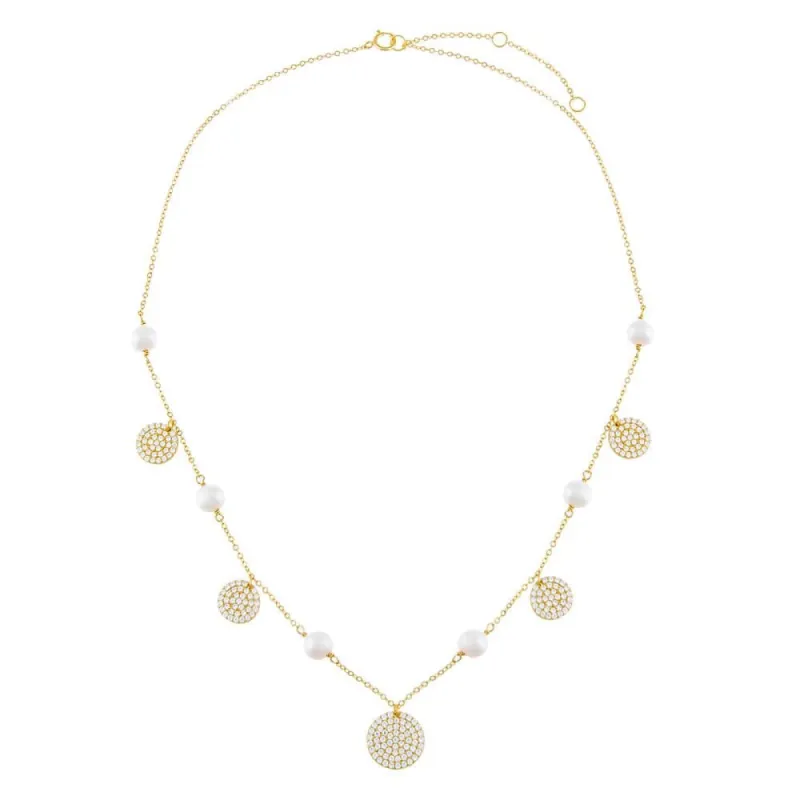 Disc x Pearl Chain Necklace sold by Adina Eden's