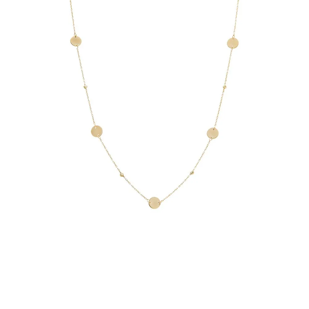 Solid Embedded Discs Beaded Chain Necklace 14K sold by Adina Eden's