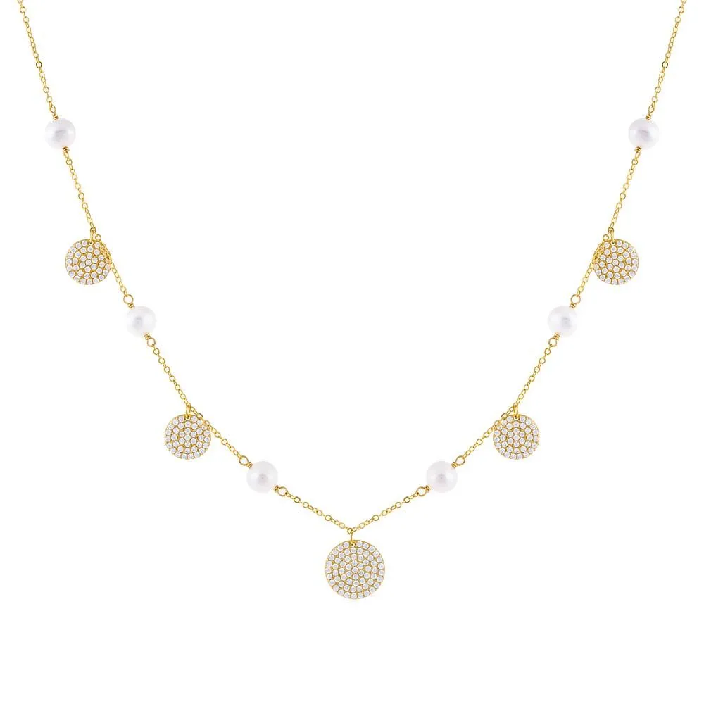 Disc x Pearl Chain Necklace sold by Adina Eden's product image thumbnail 5