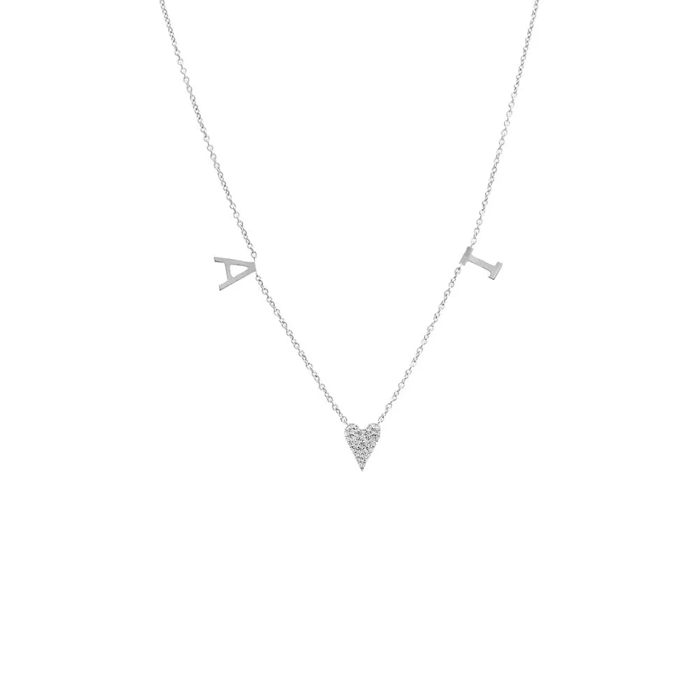 Diamond Pave Heart X Double Initial Necklace 14K sold by Adina Eden's product image thumbnail 4