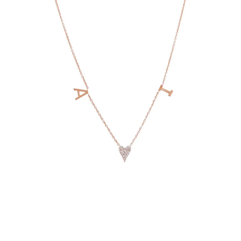 Diamond Pave Heart X Double Initial Necklace 14K sold by Adina Eden's product image thumbnail 5