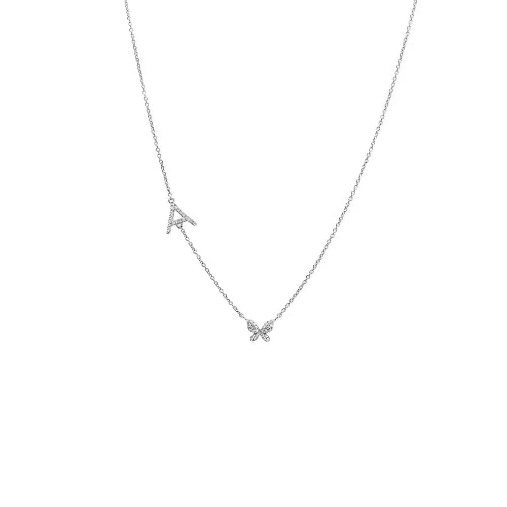 Diamond Pave Butterfly Initial Necklace 14K sold by Adina Eden's product image thumbnail 4