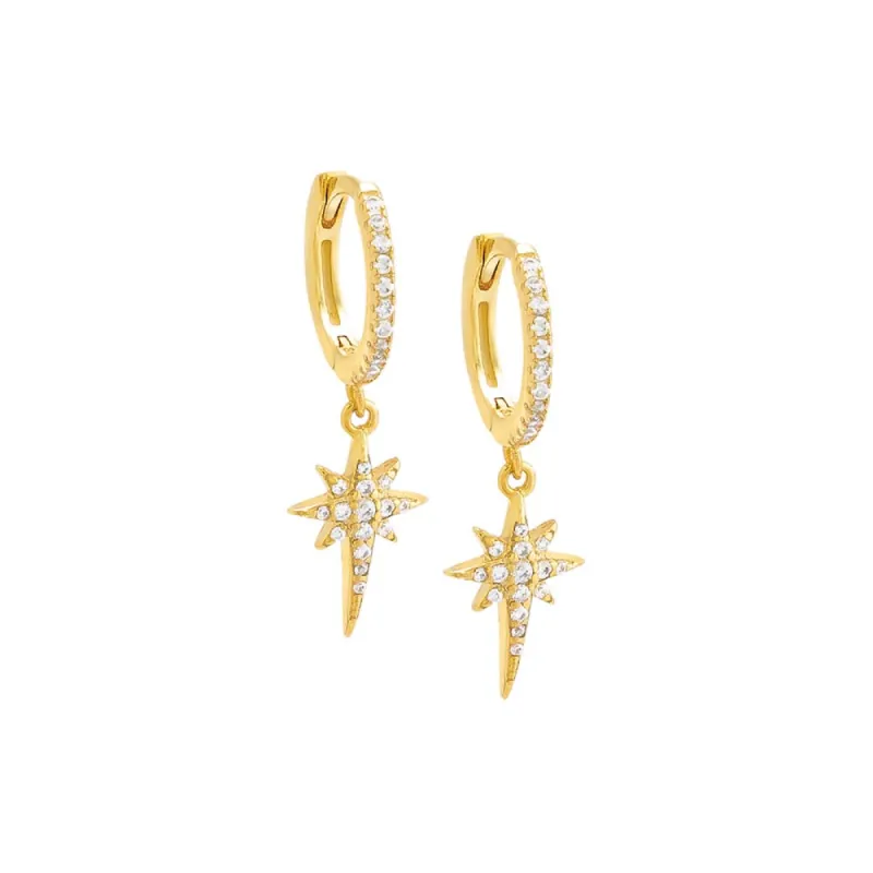 Pavé Dangling Starburst Huggie Earring sold by Adina Eden's