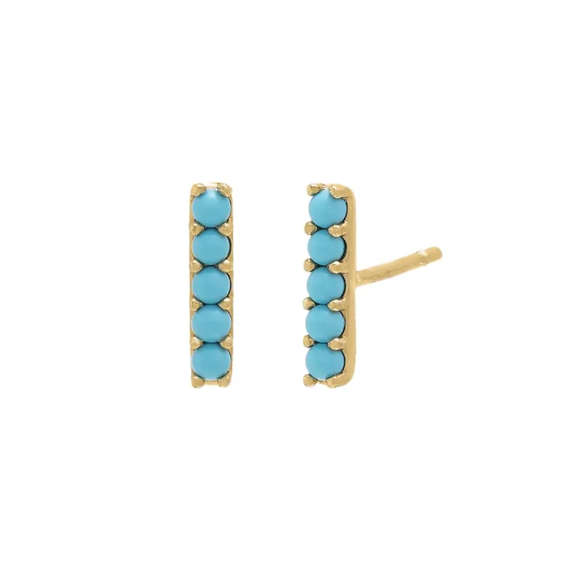 Turquoise Bar Stud Earring 14K sold by Adina Eden's
