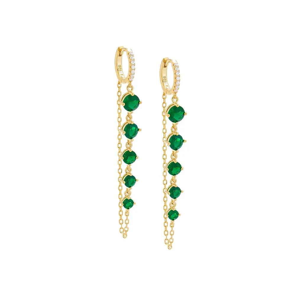 Colored Pavé Chain Drop Graduated CZ Huggie Earring sold by Adina Eden's product image thumbnail 5