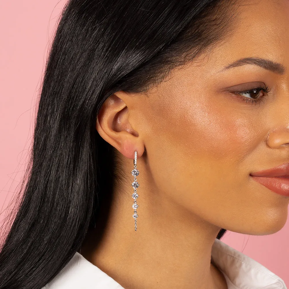 Colored Pavé Chain Drop Graduated CZ Huggie Earring sold by Adina Eden's product image thumbnail 4