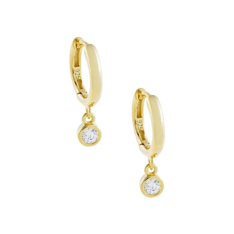 CZ Bezel Huggie Earring sold by Adina Eden's