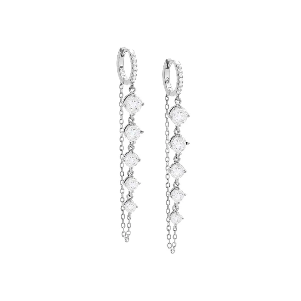 Colored Pavé Chain Drop Graduated CZ Huggie Earring sold by Adina Eden's product image thumbnail 3