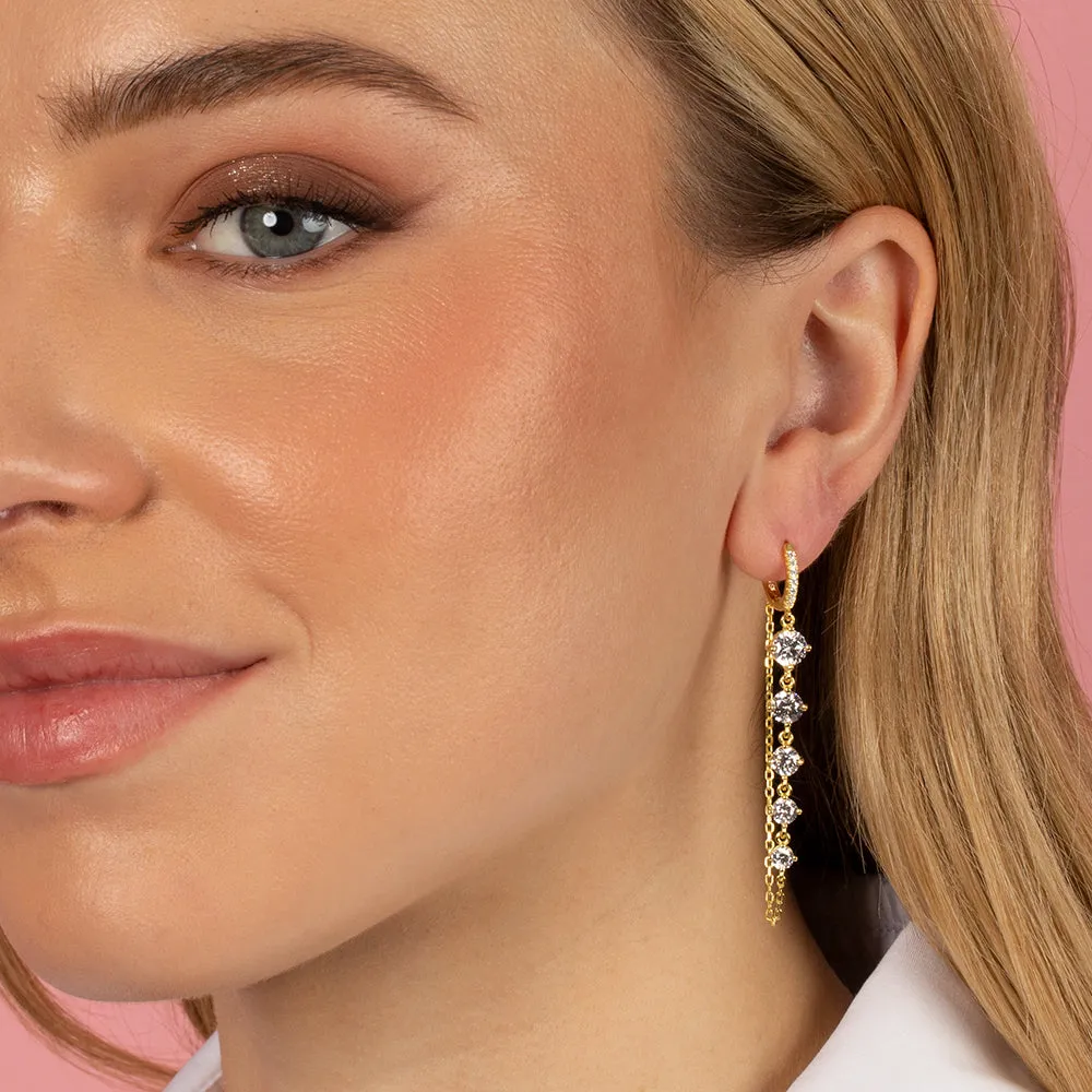 Colored Pavé Chain Drop Graduated CZ Huggie Earring sold by Adina Eden's product image thumbnail 2