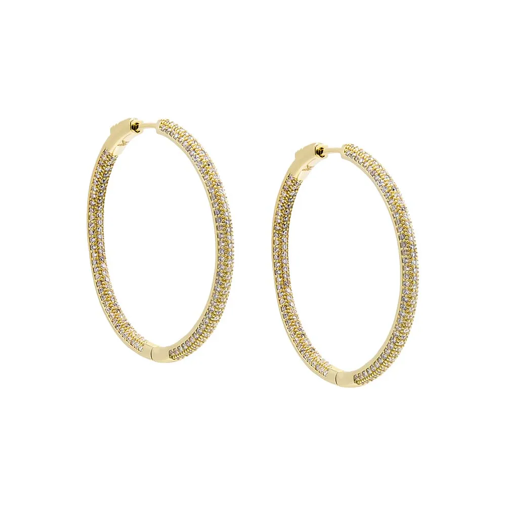 Large CZ Pave Open Hoop Earring sold by Adina Eden's