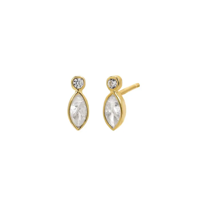 CZ Round X Marquise Bezel Stud Earring sold by Adina Eden's