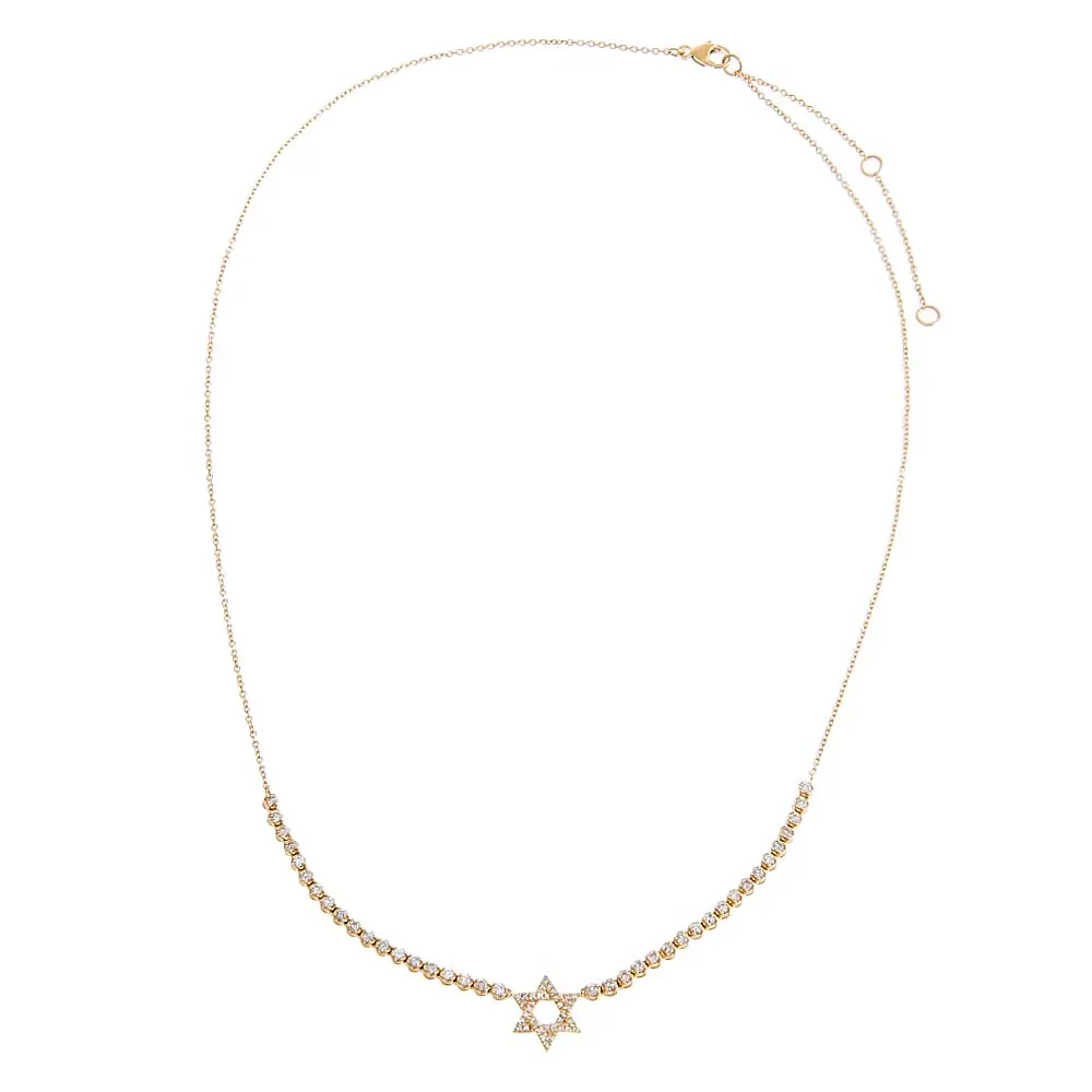 Diamond Star Of David Half Tennis Necklace 14K sold by Adina Eden's product image thumbnail 3