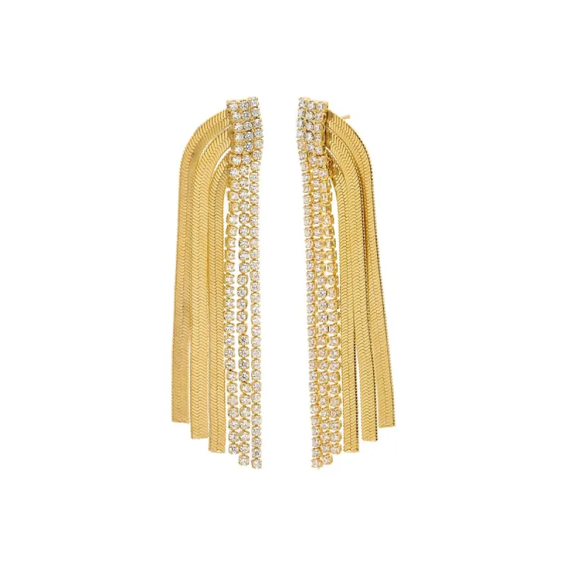 Tennis X Herringbone Fringe Drop Stud Earring sold by Adina Eden's