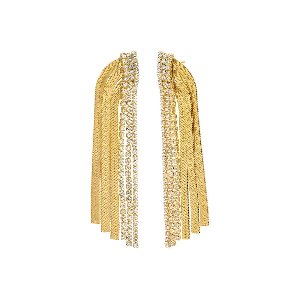 Tennis X Herringbone Fringe Drop Stud Earring sold by Adina Eden's