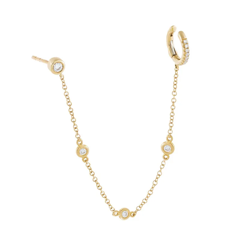 CZ Bezel Chain Stud X Ear Cuff sold by Adina Eden's