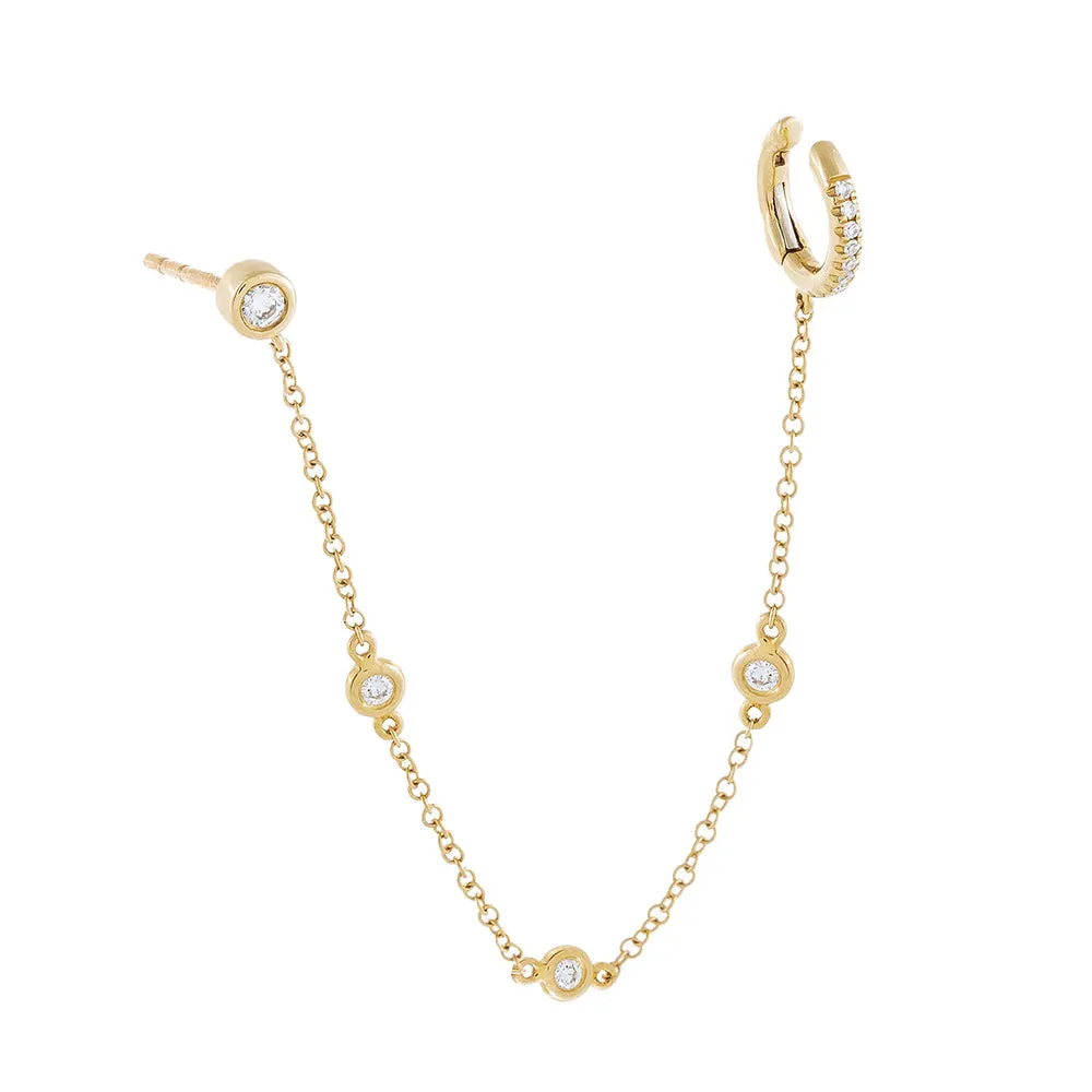 CZ Bezel Chain Stud X Ear Cuff sold by Adina Eden's