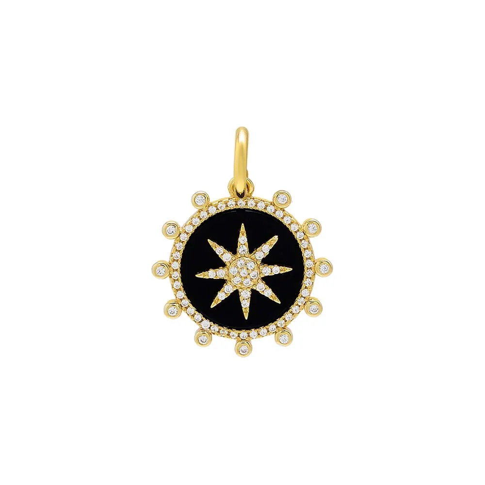Colored Stone Starburst Medallion Necklace Charm sold by Adina Eden's product image thumbnail 3