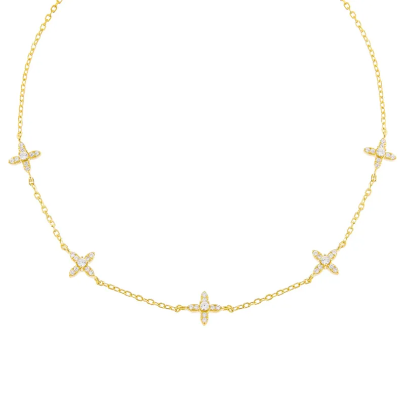 CZ 4 Petal Flower Choker sold by Adina Eden's