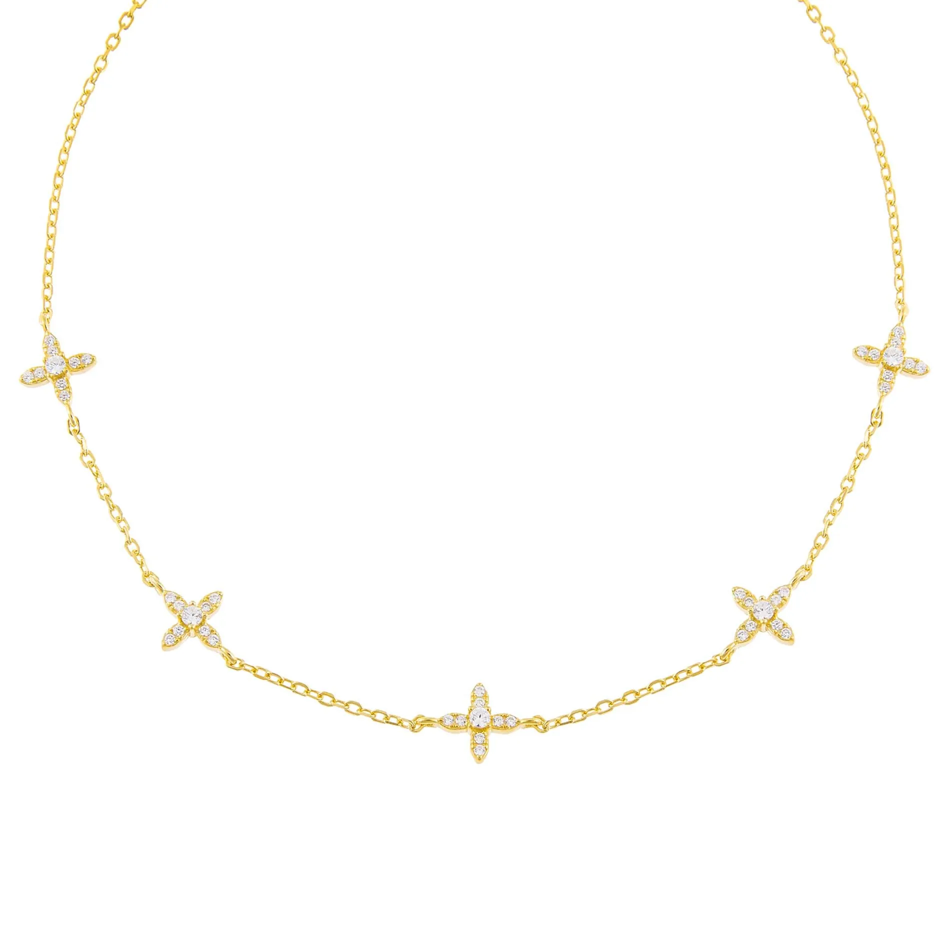 CZ 4 Petal Flower Choker sold by Adina Eden's